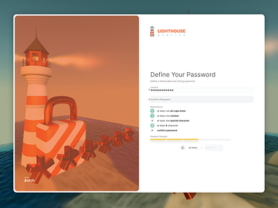 3D Lighthouse SaaS Password Page 3d interaction design minimalist prototype ui ux