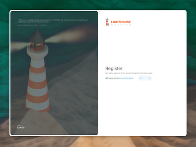 3D Lighthouse SaaS Register Page 3d desktop interaction design minimalist prototype ui ux