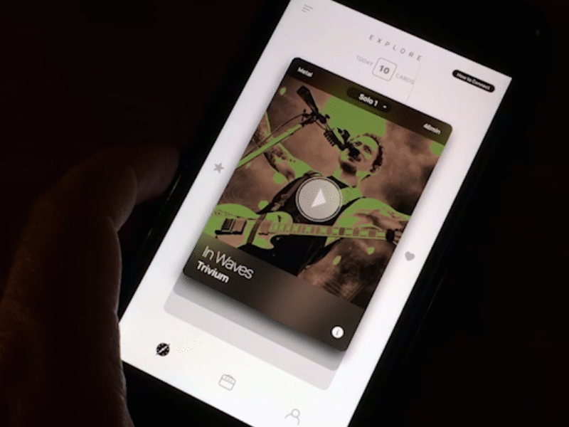 Guitar Tone App Card Action Prototype interaction design minimalist mobile prototype ui ux