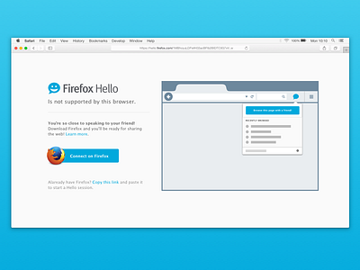 Not Supported Browser - Firefox Hello errorscreen firefox firefoxhello ui