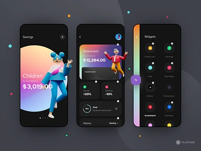 Savings App - MVP 3d app bank card customize dark dark ui design drag illustration interaction interactions minimum viable product mvp protopie prototype savings ui ux