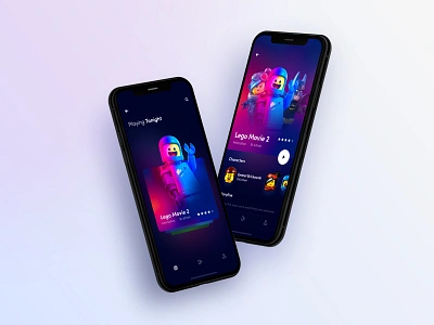 Movie App (part 1) animation app card cards cinema design glow gradient interaction lego mobile movie ui ux