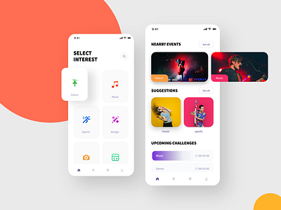 Connect App UI kit challenges color design events freebies gradient grid list minimal nearby search ux