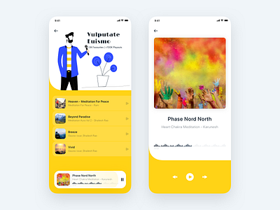 Music Player App UI illustraion list mallowtech minimal music music player progress waves yellow