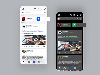 #1 - LinkedIn Redesign concept | On-Going UI/UX dark mode hastags interfacedesign linkedin minimal app minimalist redesign redesign concept redesigned user experience