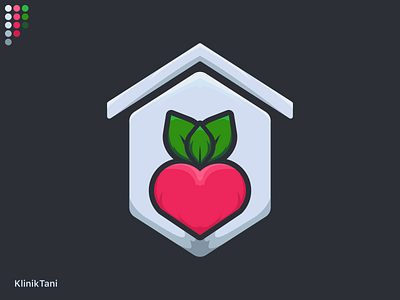 Heart and Leaf Emblem Logo - Klinik Tani agriculture app branding concept design emblem green greenery heart icon illustration klinik leaf logo minimalist pink product simple tani