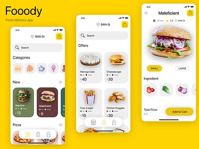 Fooody - food delivery app app art branding design icon illustration minimal ui ux web