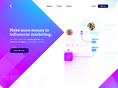 IRM Marketing Site - Hero Section branding crm design dotted gradient illustration influencer instagram ios landing page line log in profile sign up startup web design website