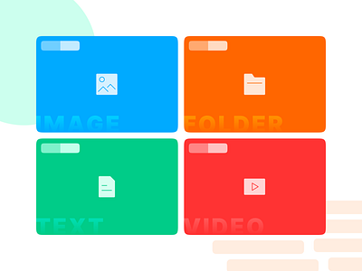 CMS Design System - File Type Icons branding cms film flat folder gradient icon illustration image line picture play texture ui ux video