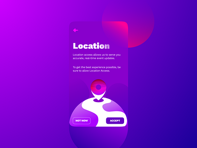 Location Access Screen accept android app app design arrow back blob cta earth globe gps gradient ios pin product design sun ui ux vector warmup