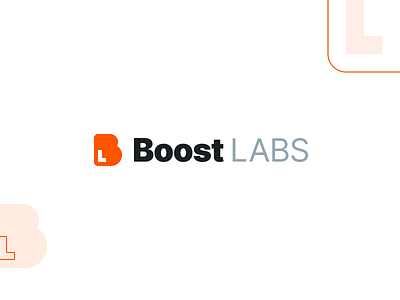 Boost Labs Logo + Wordmark b2b behind the scenes black and white block bold boost branding concept labs line logo logomark orange process research saas text user research userevidence wordmark