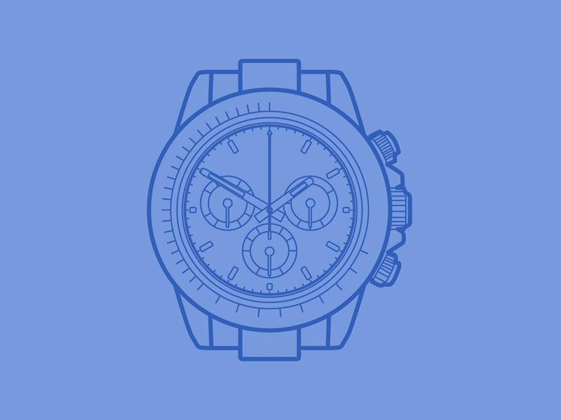 Rolex Daytona - 30 Minute Warmup flat wip drawing line watch daytona rolex illustration warmup