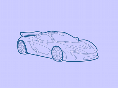 McLaren P1 - 30 Minute Warmup automobile car flat illustration line mclaren p1 vehicle drawing warmup wip