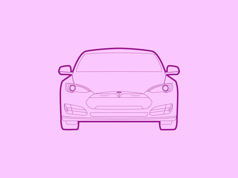 Tesla Model S - 30 Minute Warmup warmup illustration model s tesla car automobile drawing wip flat line