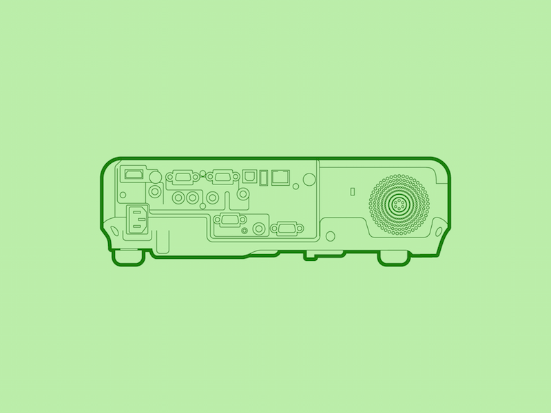 Projector - 30 Minute Warmup screen tv electronics projector line flat wip illustration warmup
