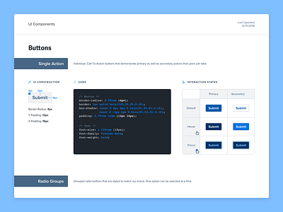 Design System - UI Components (WIP) button code component design dev doc guide library radio group radius style system ui