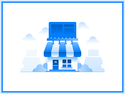 Store Illustration Style (WIP) billboard business cloud gradient house location retail shadow sign store