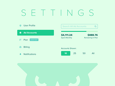Ad Accounts - Settings Page