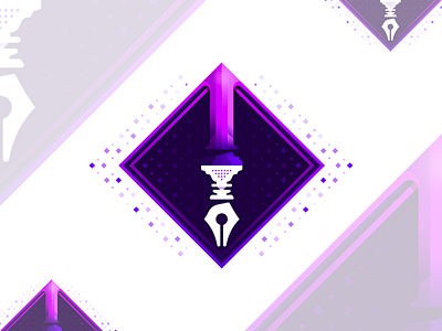 Visual Design Service Badge arrow diamond flow gradient low poly pen pink point polygon purple tool vector