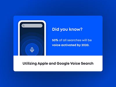 Voice Search Email Header Image activate apple blue did you know google gradient graphic hey google interaction marketing microphone phone siri stats