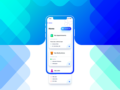 Hospital iOS App - Home Screen WIP appointment blend gradient id ios menu mode overlay phone presentation store