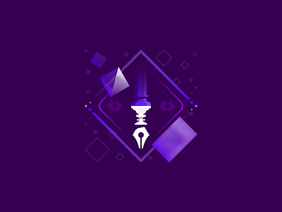 Visual Design Services Badge 2d 3d agency diamond float geometric gradient pen polygon purple shape tile tool vector