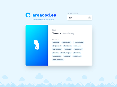 areacod.es 2.0 Preview 2018 area area code code css filter gradient html input js live location newark search simple state united us usa zip