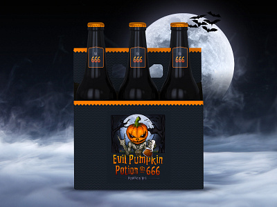 Evil Pumpkin Potion No. 666 beer beer bottle beer can package packagedesign photoshop procreate pumpkin beer