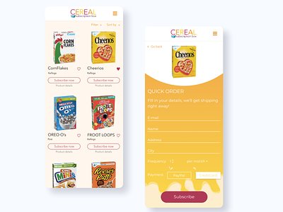 Cereal subscription app app design branding micro interactions ui ux