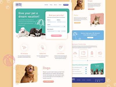 Pet hotel homepage by Susanne on Dribbble