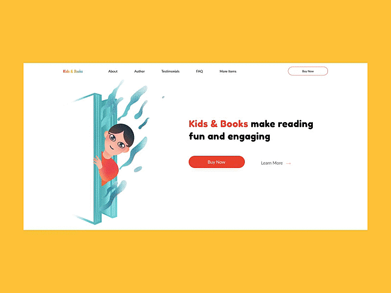 Website Concept for a Kid's Writer book concept figma illustration kid kids illustration landingpage ui vector web web design webdesign