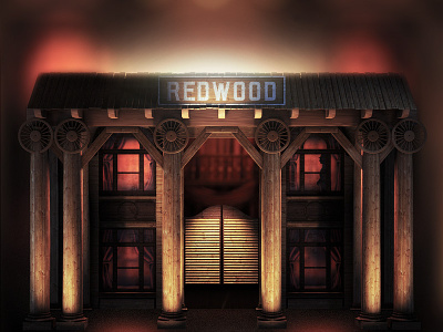 Old saloon #1 3d c4d cinema 4d mapping redwood saloon western wood