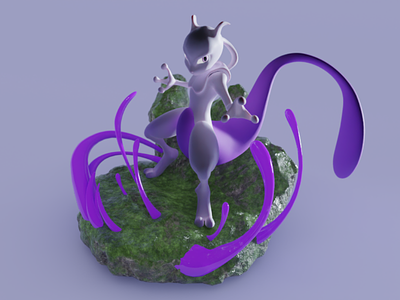 Mewtwo Figure from Pokemon 3d blender cute mewtwo pokemon render
