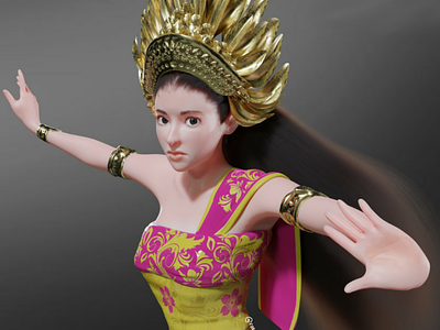 Tari Pendet Bali 3d bali dance illustration render traditional