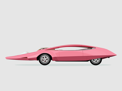 Upcoming Project - Flat Pinkpanther Custom Toronado 1968 cars cinema design flat illustration machine movies pink panther vehicle wheels
