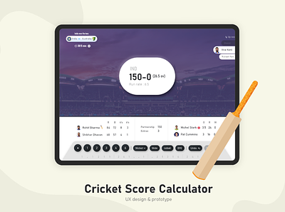 Cricket Score Calculator animation cricket score tablet design