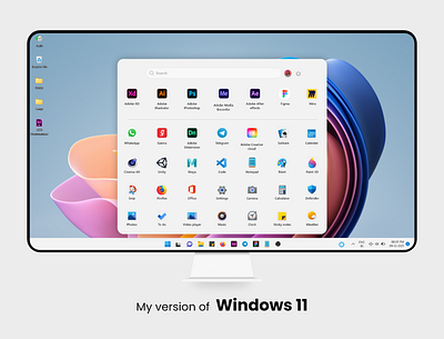 My version of Windows 11 adobe xd design os ui redesign start menu ux design visual design windows 11