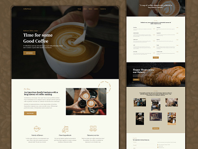 CoffeeHouse project cafe cafeteria café coffee coffee shop landing page design landingpage ui user interface web design