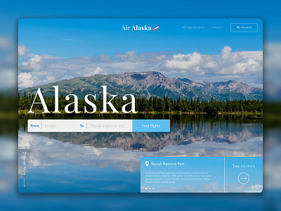 Air Alaska alaska design flat flight flight search photoshop product sketch travel typography ui visit web