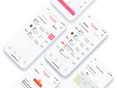 TrackR Logistics Tracking Update app design colour consumer delivery design flat icon interface logistics photoshop sketch tracking typography ui ux whitespace