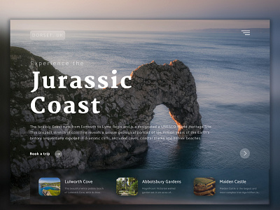 Experience the Jurassic Coast dorset icon jurassic landing page photoshop sketch travel typography ui visit web