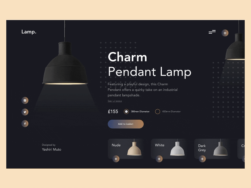 Charm Pendant Lamp design ecommerce flat flinto gradient icon interface lamp photoshop sketch store typography