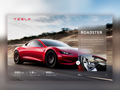 Tesla Roadster car design icon photoshop sketch tesla typography ui vector web web design