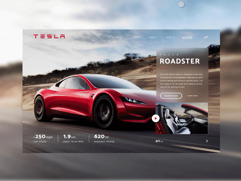 Roadster to Model X Animation animation car design flinto interaction interface photoshop sketch tesla ui web design