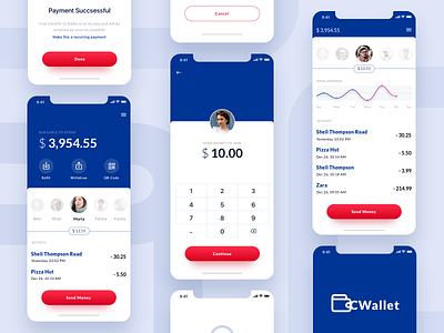 Digital Wallet app clean digital wallet finance app ios iphone mobile app money ui