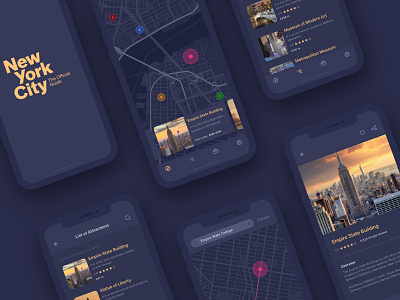 Travel Guide Concept app application concept iphone map ui navigation new york city travel app ui