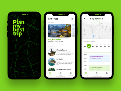 Itinerary Planning app (concept) app city day plans guide ios location map mobile places travel trip ui