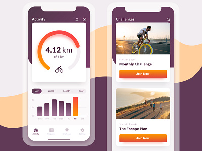 Fitness App Concept activity application bike fitness interface ios iphone sport tracker ui ux