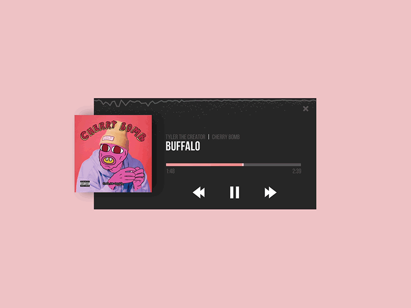 Music player widget 009 cherry bomb dailyui interface minimal music music player tyler the creator ui challenge ux web website