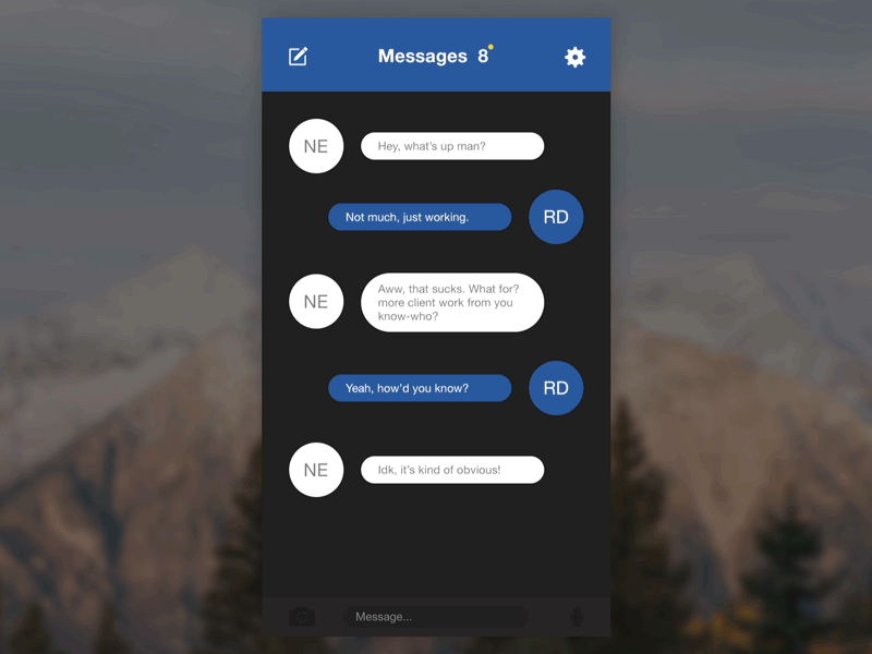 Direct message after effects dailyui day 013 direct message interface iphone 6 messaging minimal ui challenge ux web